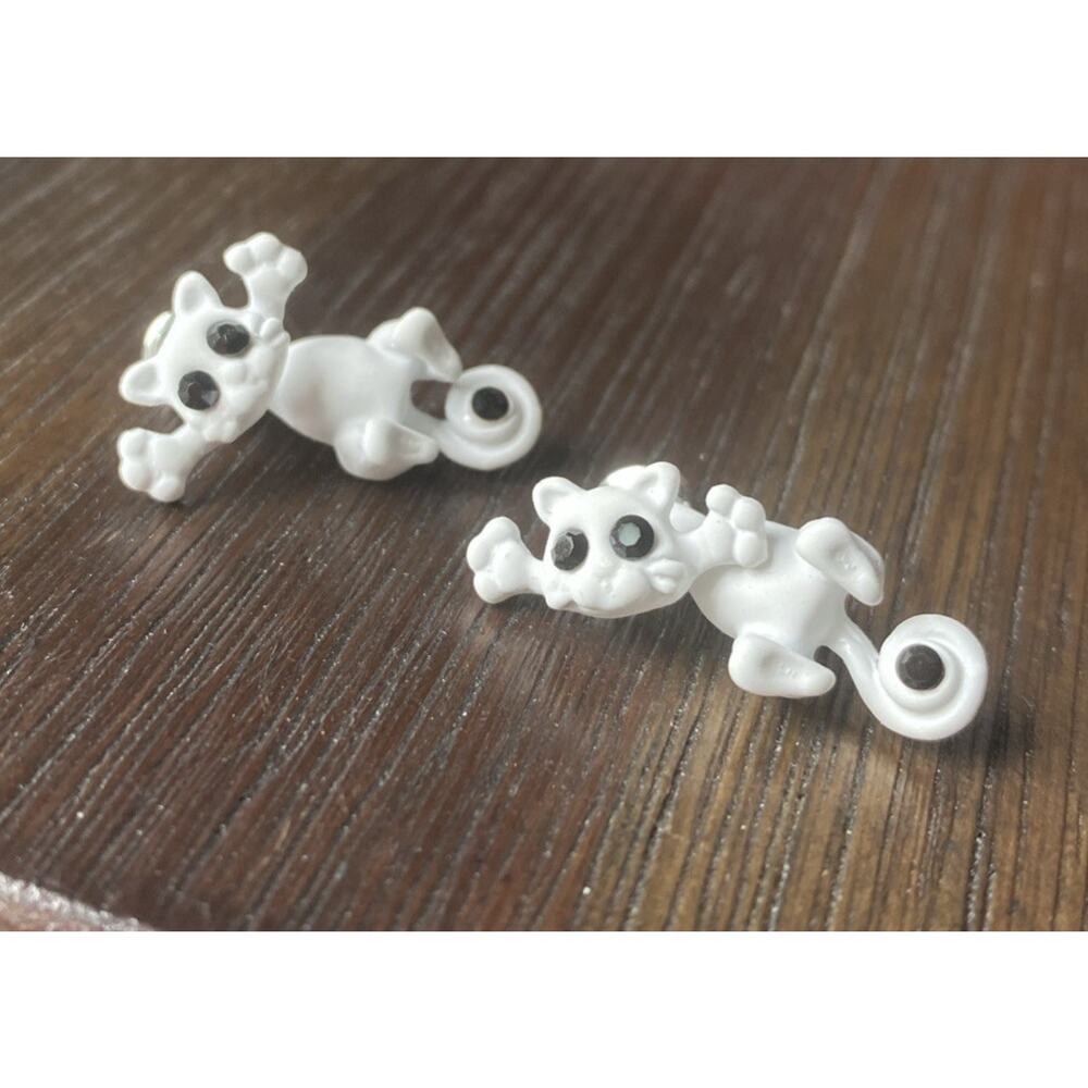 White Cat Earrings Cute Jewelry fun